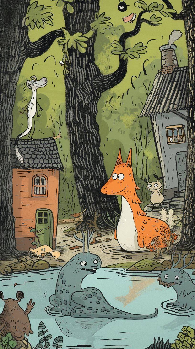 A scene where animals interact with each other by Mo Willems
