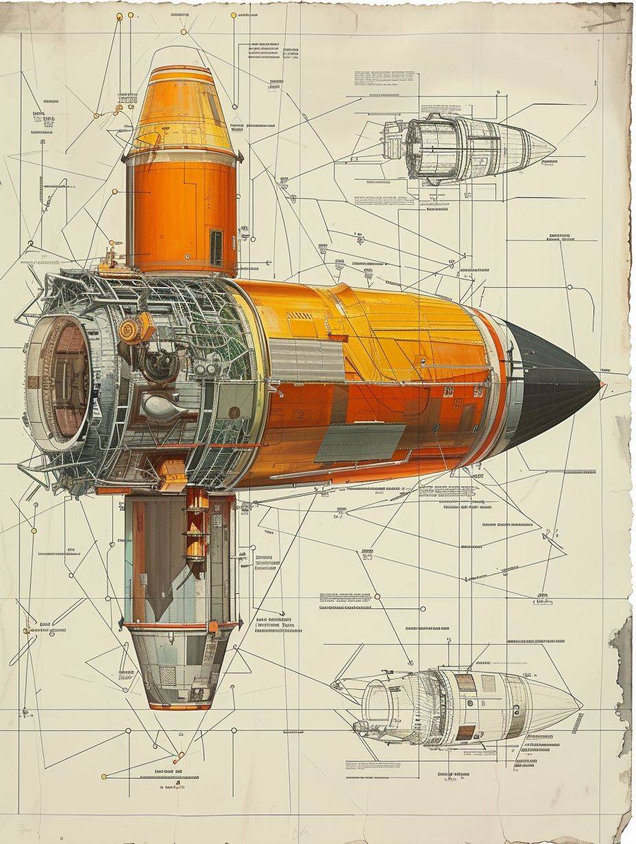 Infographic drawing of Spacecraft --ar 3:4 --v 6
