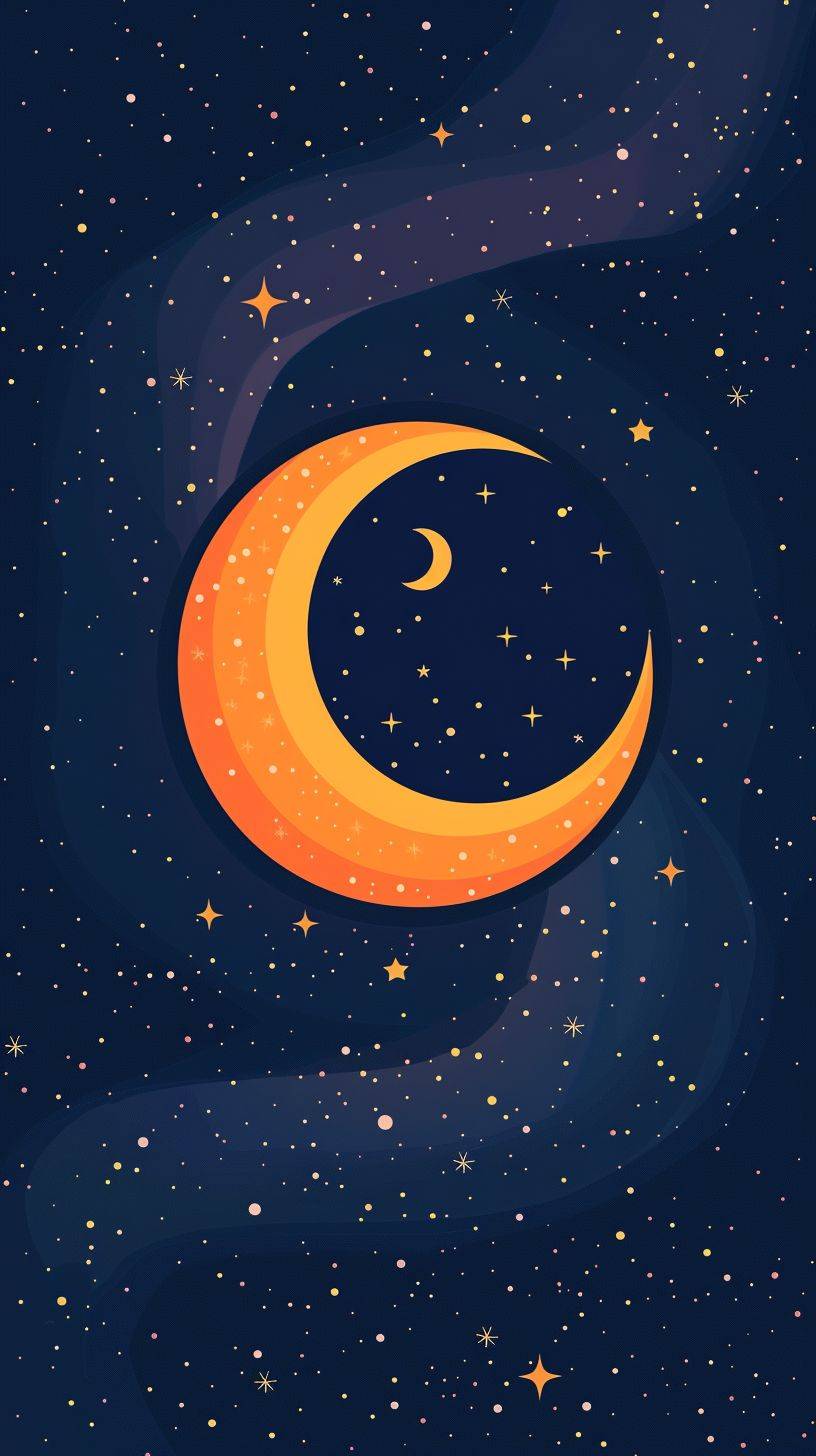 Create a pattern using dots, stars, and moon, cartoon illustration, flat 2D, minimalistic vector