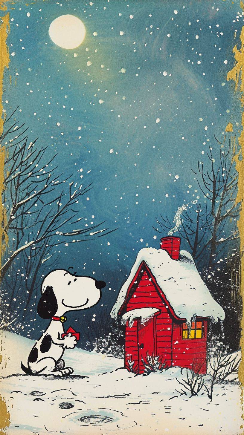 A New Year greeting card designed by Charles Schulz in 9:16 aspect ratio and 6 seconds long