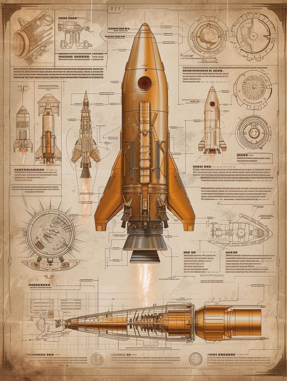 Infographic drawing of Spacecraft --ar 3:4 --v 6