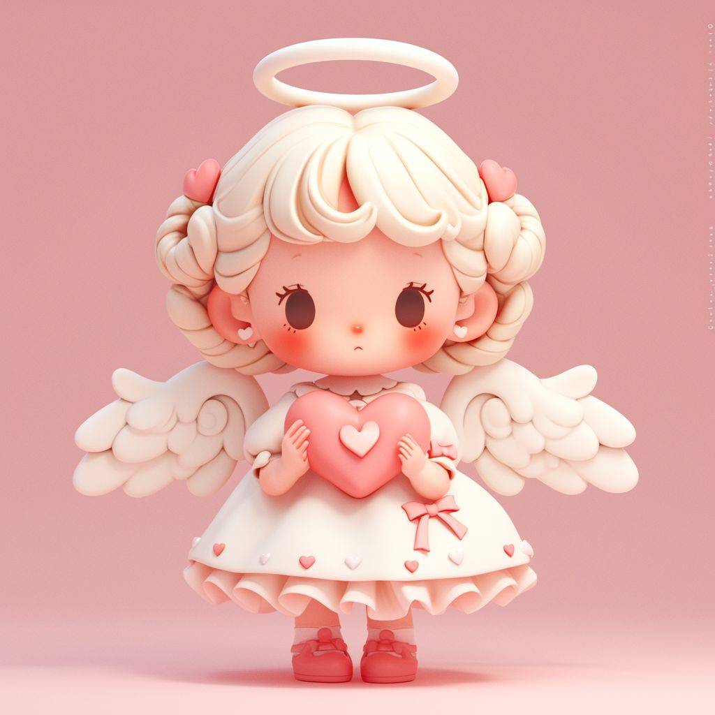 Super cute girl IPはpop martから発売されたBlind Box Toysシリーズで、Bright Eyes、Cherubなどのキャラクターが登場します。彼女たちはかわいらしい白いスカートをはいており、粘土製のモデルで、光沢があり繊細な外観を持ち、クリーンな背景の中で映えます。全身3Dレンダリングで制作されたオリジナルのコンテンツであり、最高品質の4Kで表示され、超詳細なデザインが特徴です。