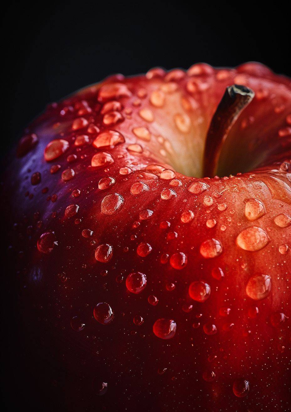 Close-up photography of an apple, using 35mm, the finest art in the world, high quality.