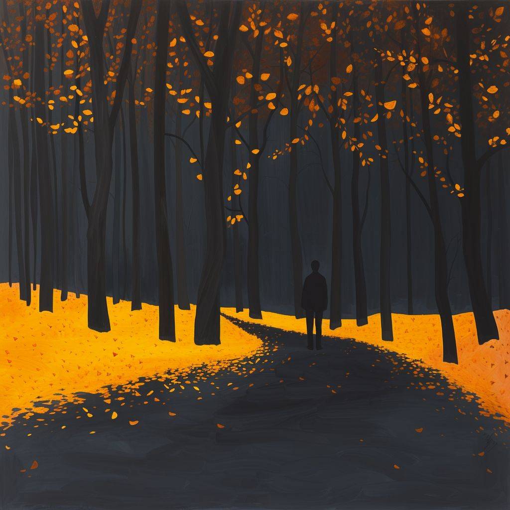 I feel like I'm falling into darkness again, in the style of Alex Katz and Iwona Lifsches