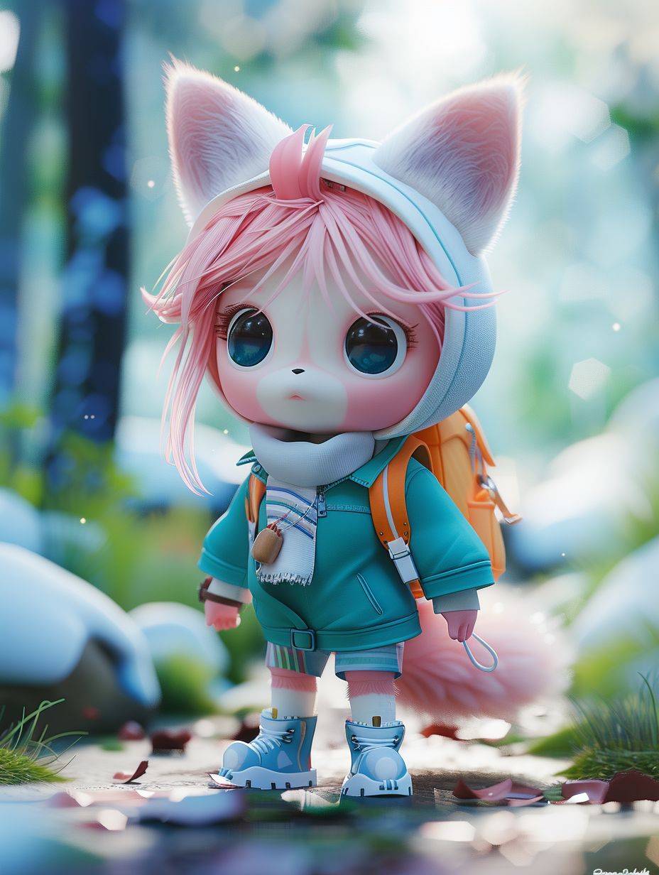 Cute 3D Chibi [Animal] [profession], [Color1] and [Color 2], [background], soft light, Ultra Realistic