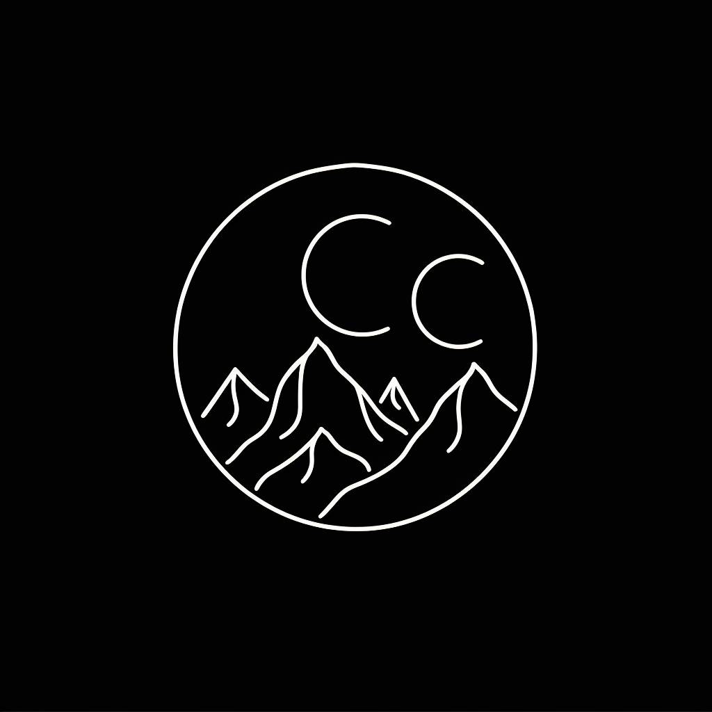 Logo of CCC Udaben Mountain Lodge, in the style of Reefwave, minimalist line work, whimsical wilderness, ghostcore, I can't believe how beautiful this is, poolcore, portraiture iconography --stylize 50