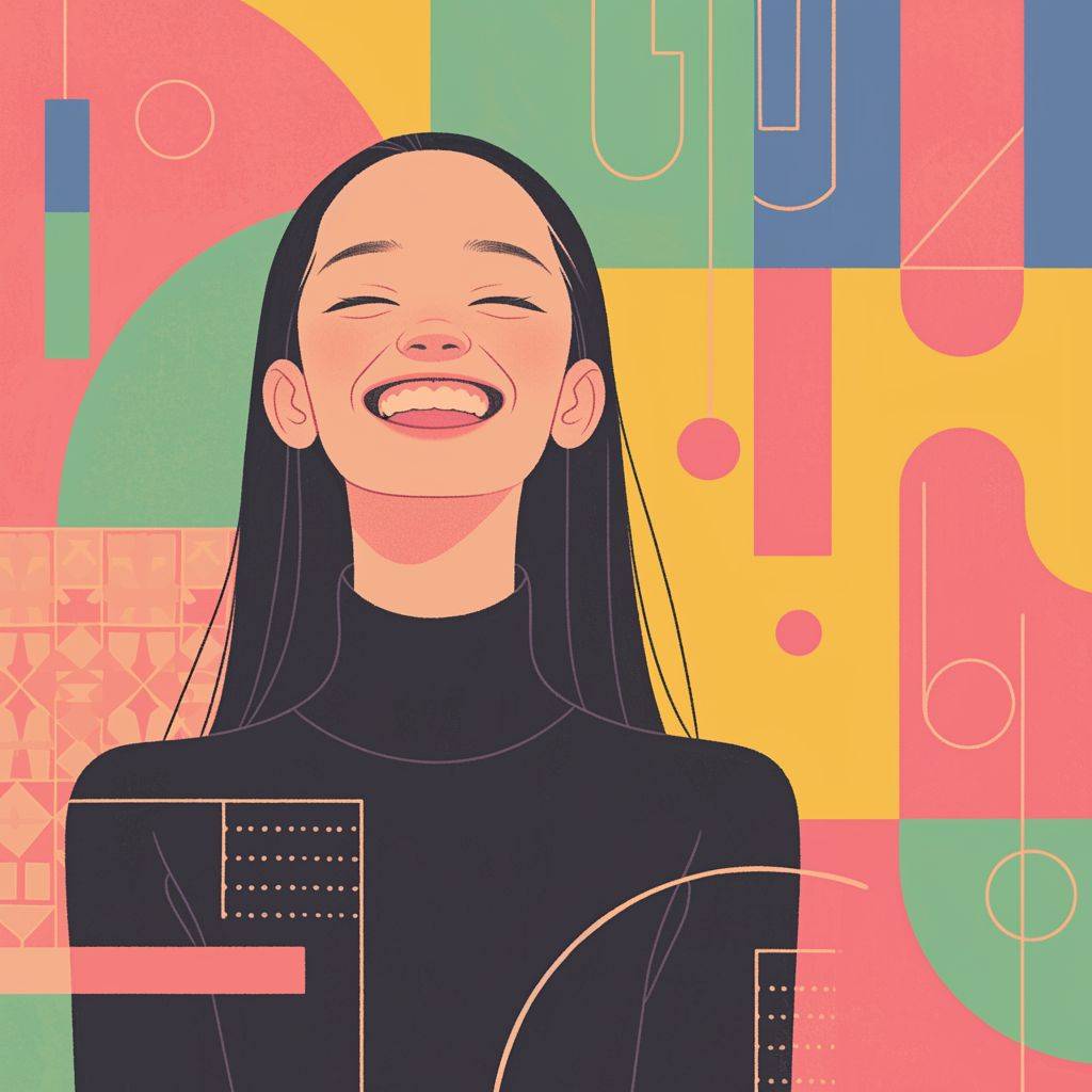 Illustration of a Gen-Z girl smiling.