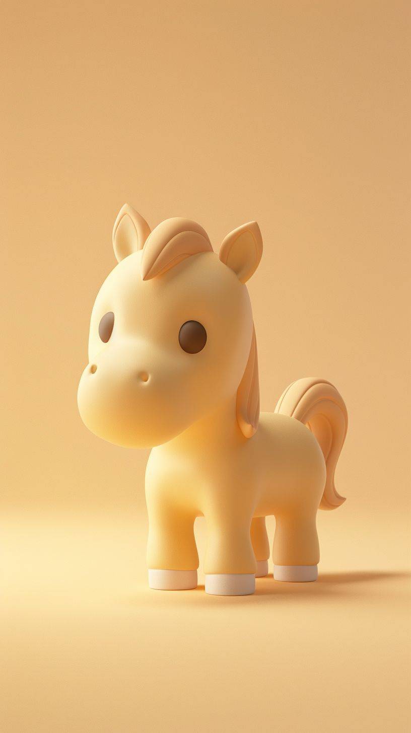 Tiny cute isometric horse emoji, soft smooth lighting, with soft pastel colors, 3d icon clay render, cream background