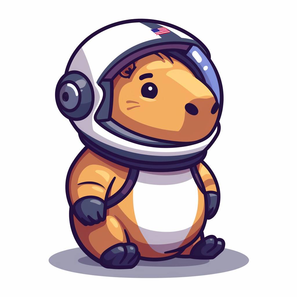 Cartoon emoji of capybara wearing a space helmet, head icon only, no detail