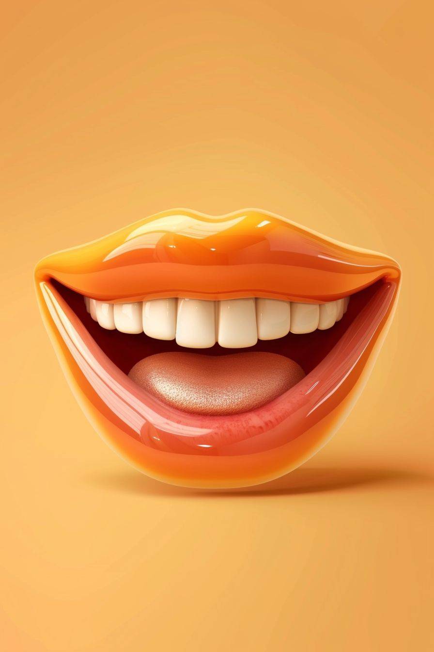 Smiley face with full realistic lips