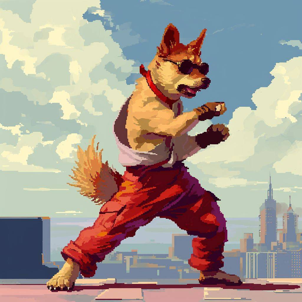 Pixel art, 2D game art, cat as a Street Fighter character, Neo-Geo, dynamic pose --v 6.0