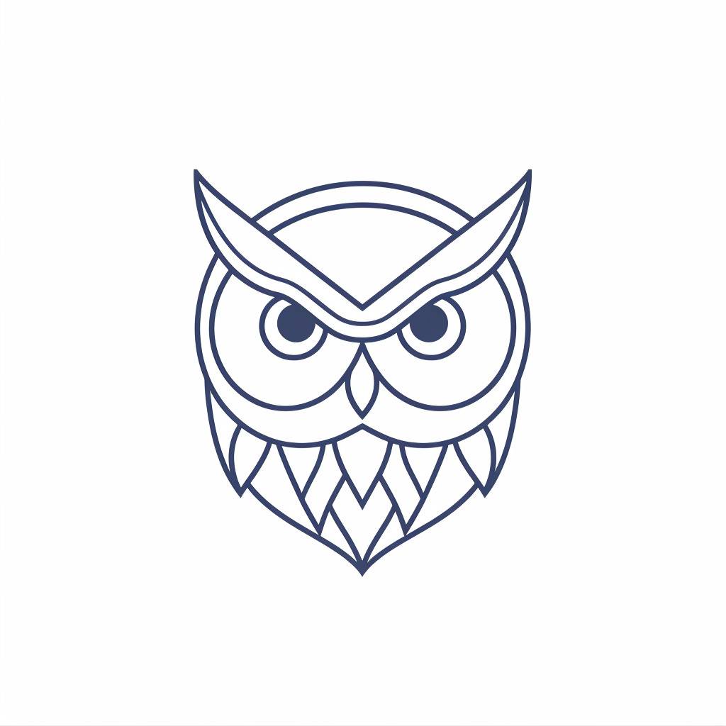 Vector illustration logo of an owl designing web pages. Thin lines elegant design, no background