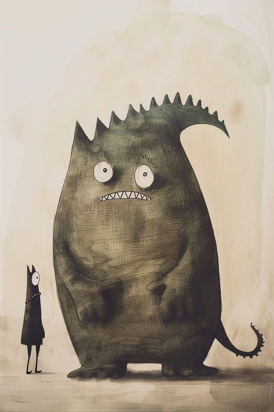 Illustration of a funny monster by Jon Klassen