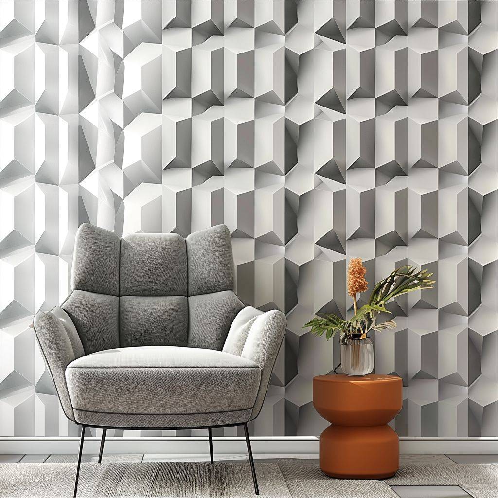 3D geometric wallpaper with strong three-dimensional effects.