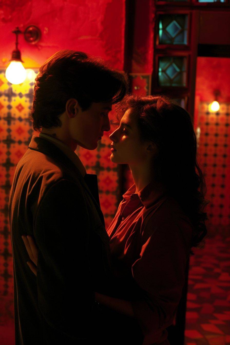 In the scene, the characters engage in a captivating and emotional exchange by Pedro Almodovar.