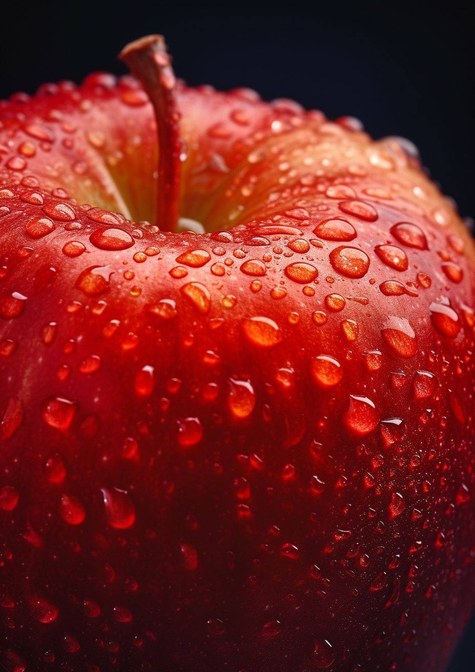 Close-up photography of an apple, using 35mm, the finest art in the world, high quality.