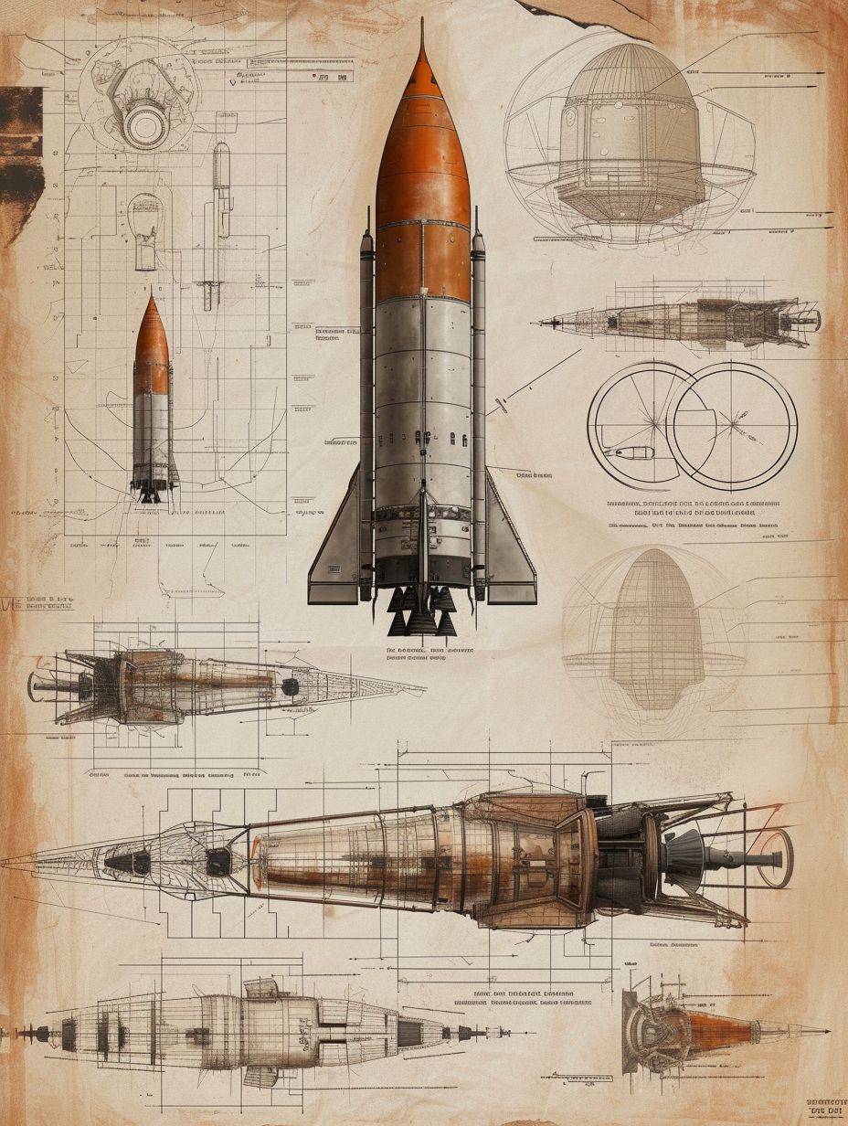 Infographic drawing of Spacecraft --ar 3:4 --v 6