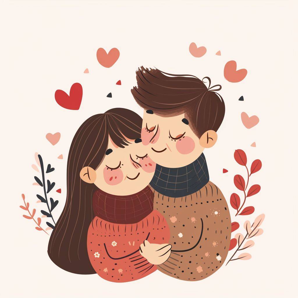 Clipart, cartoon couple lover, cute, Valentine's Day, pastel colors, no background, 4K, 300 DPI