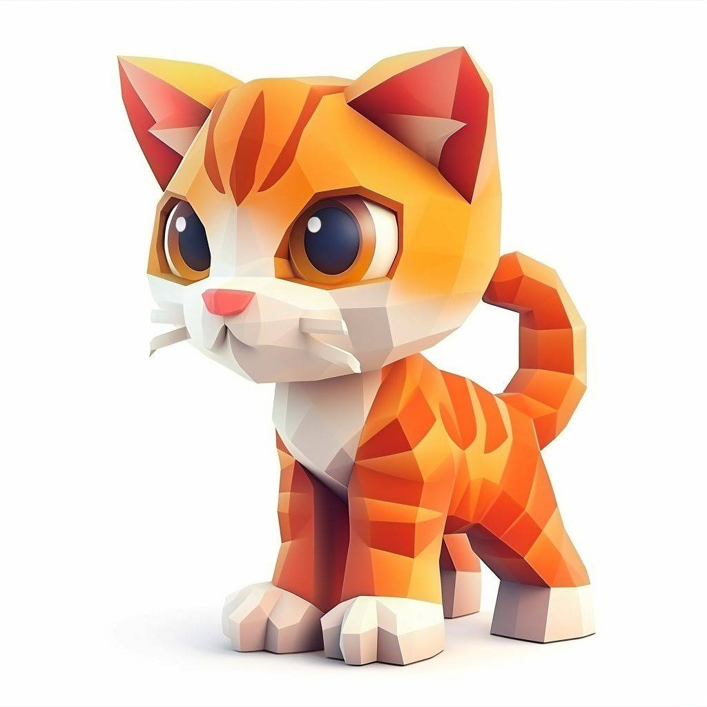 等角3Dアイコン、猫、白い背景、滑らかで輝く、柔らかなレンダリング、かわいいカートゥーン風デザイン