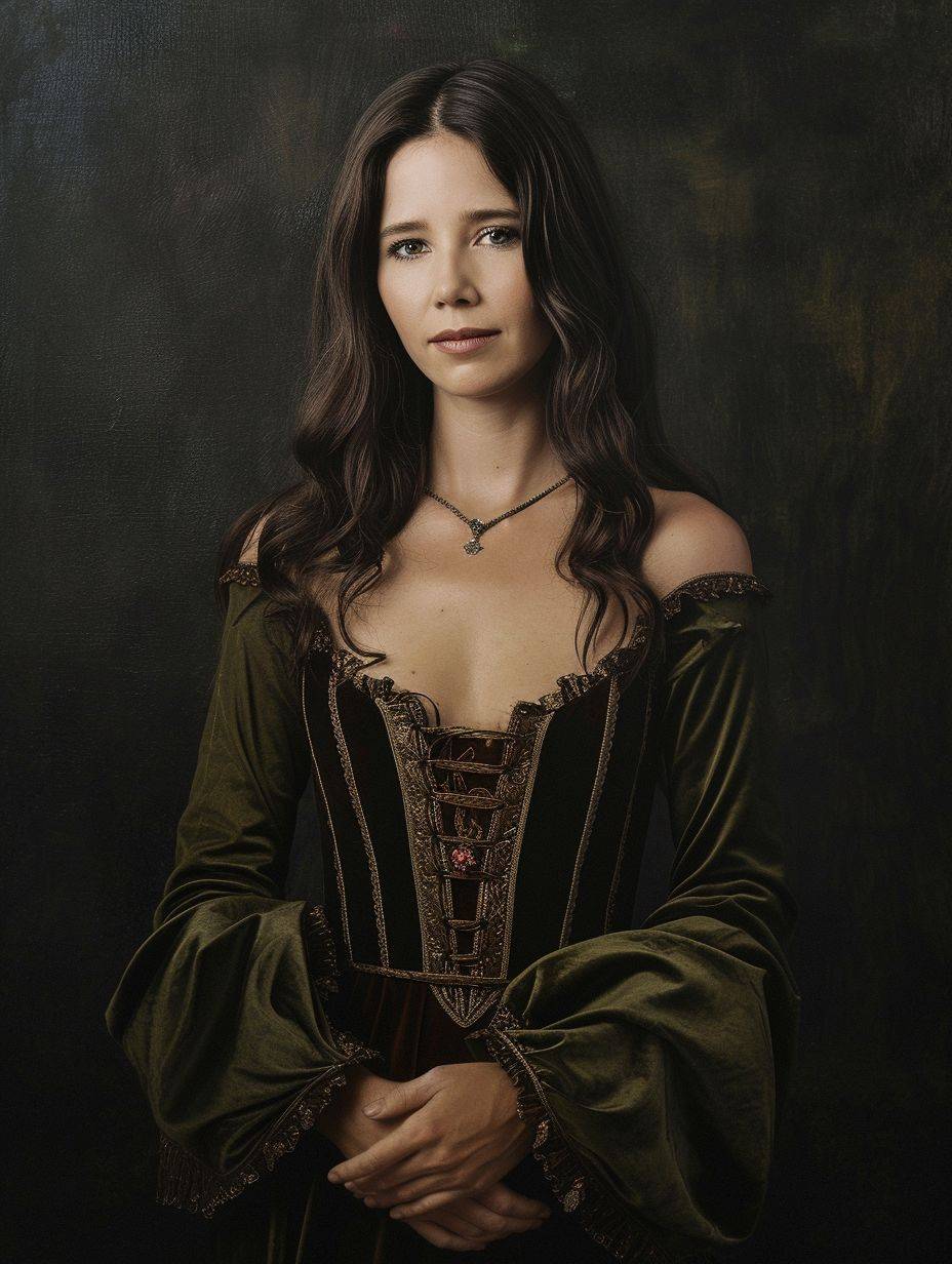 The Mona Lisa, except it's Sophie Marceau, aspect ratio 3:4, speed 6