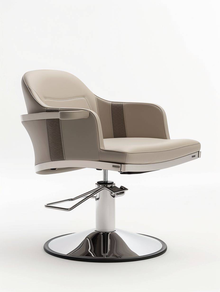 A high-end, comfortable, luxury salon chair, the exterior adopts a modern minimalist design, emphasizing clear lines and smooth curves to convey a sense of style and professionalism, white background.