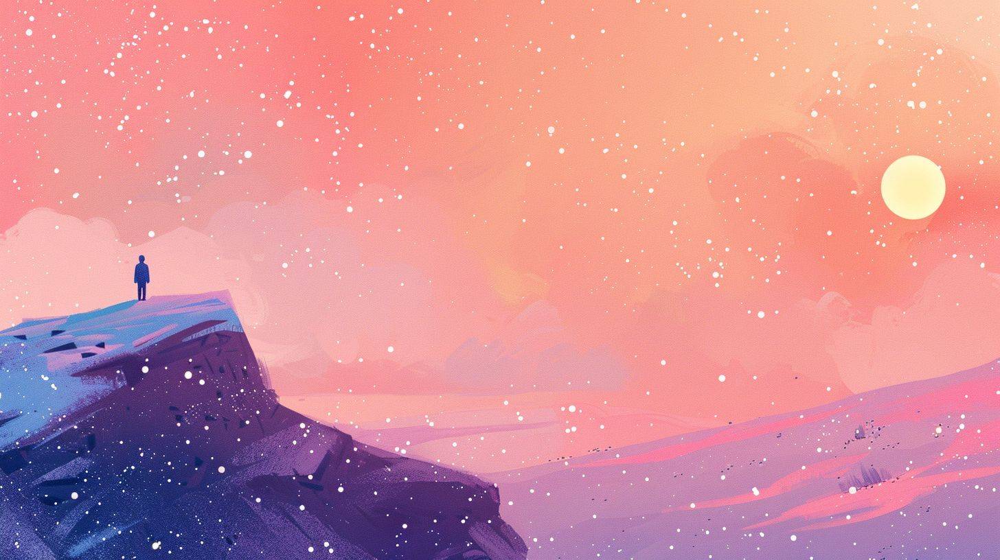 Stars and galaxies illustrated in a simple featured style on pixiv, with muted colors and minimalism, created by Irina Nordsol Kuzmina, a hazy memory --ar 16:9