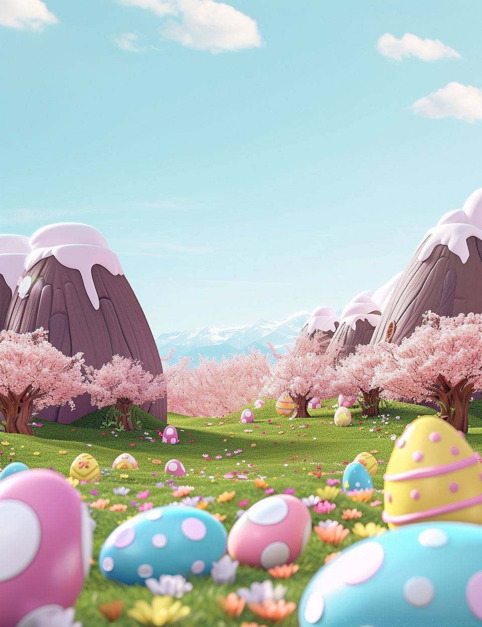 Cartoon style easter page mockup scene