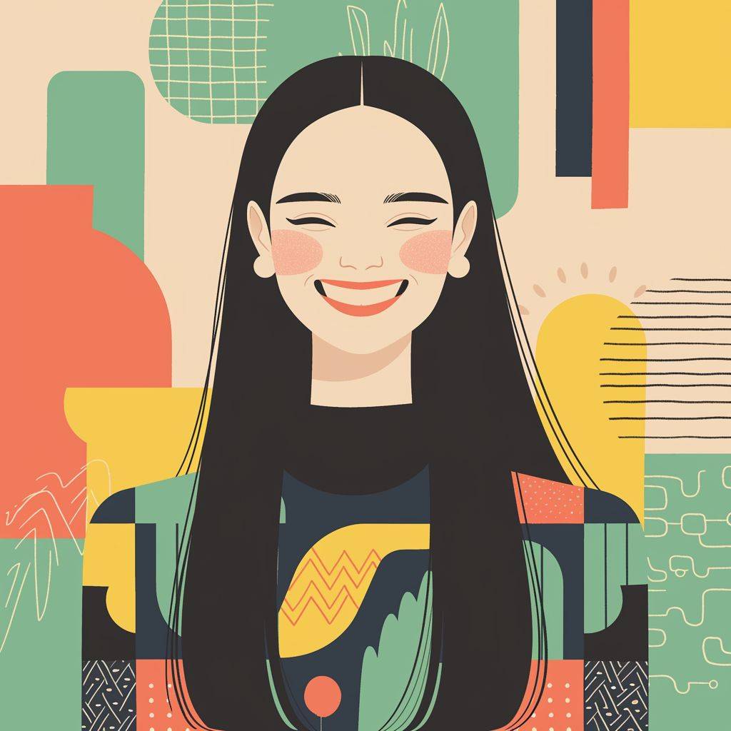 Illustration of a Gen-Z girl smiling.