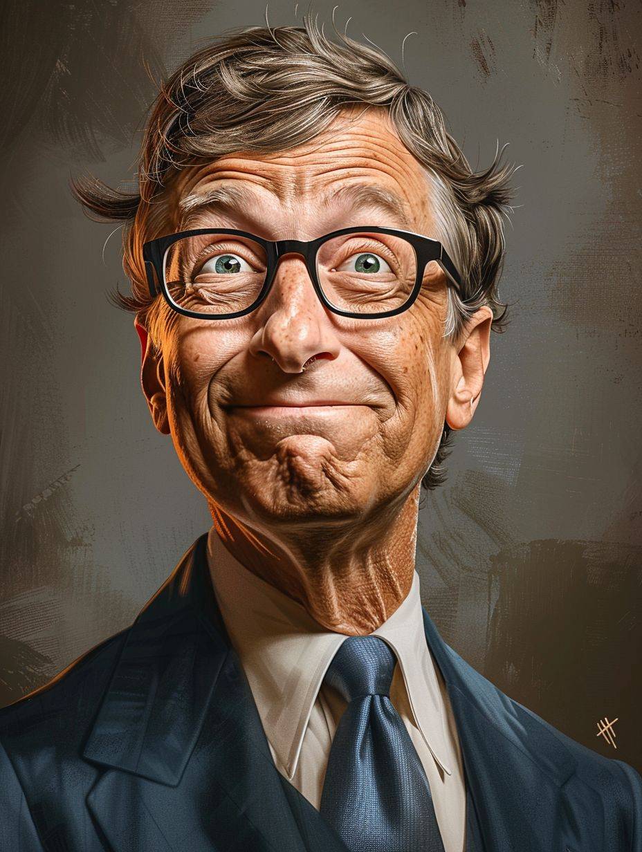 Bill Gates by Tiago Hoisel, a playful and caricatural caricature