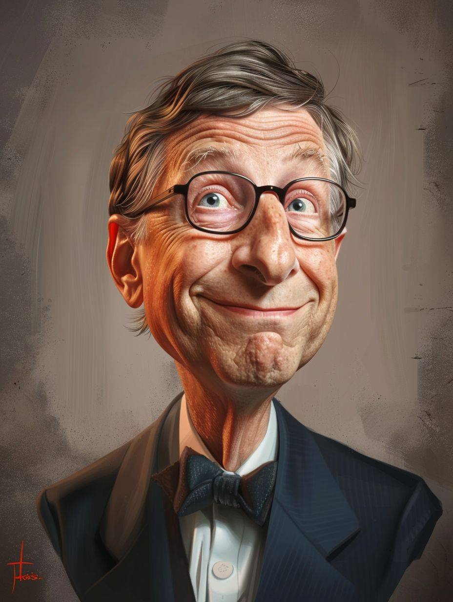 Bill Gates by Tiago Hoisel, a playful and caricatural caricature