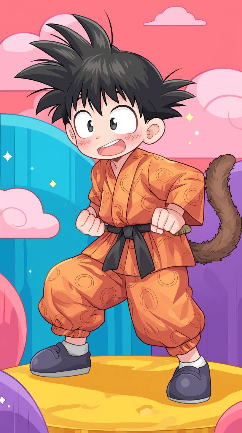 Animated character young Goku of Dragon Ball by Akira Toriyama