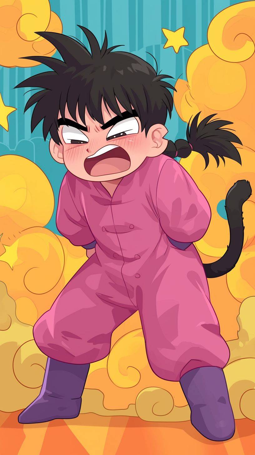 Animated character young Goku of Dragon Ball by Akira Toriyama