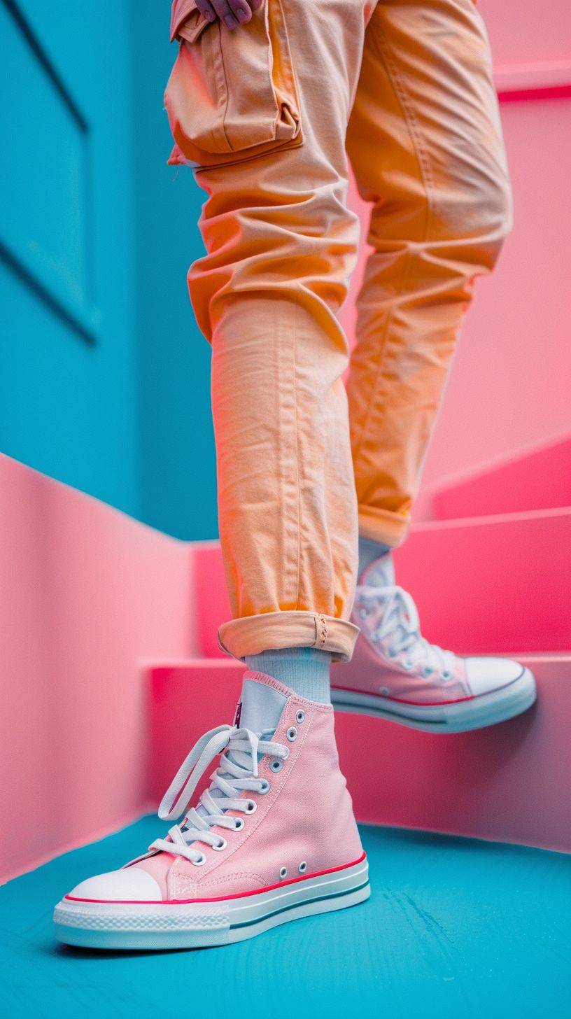 Trending fashion wallpaper, a pair of stylish sneakers, cap, abstract, vibrance, wallpaper, aesthetic, minimal, negative space