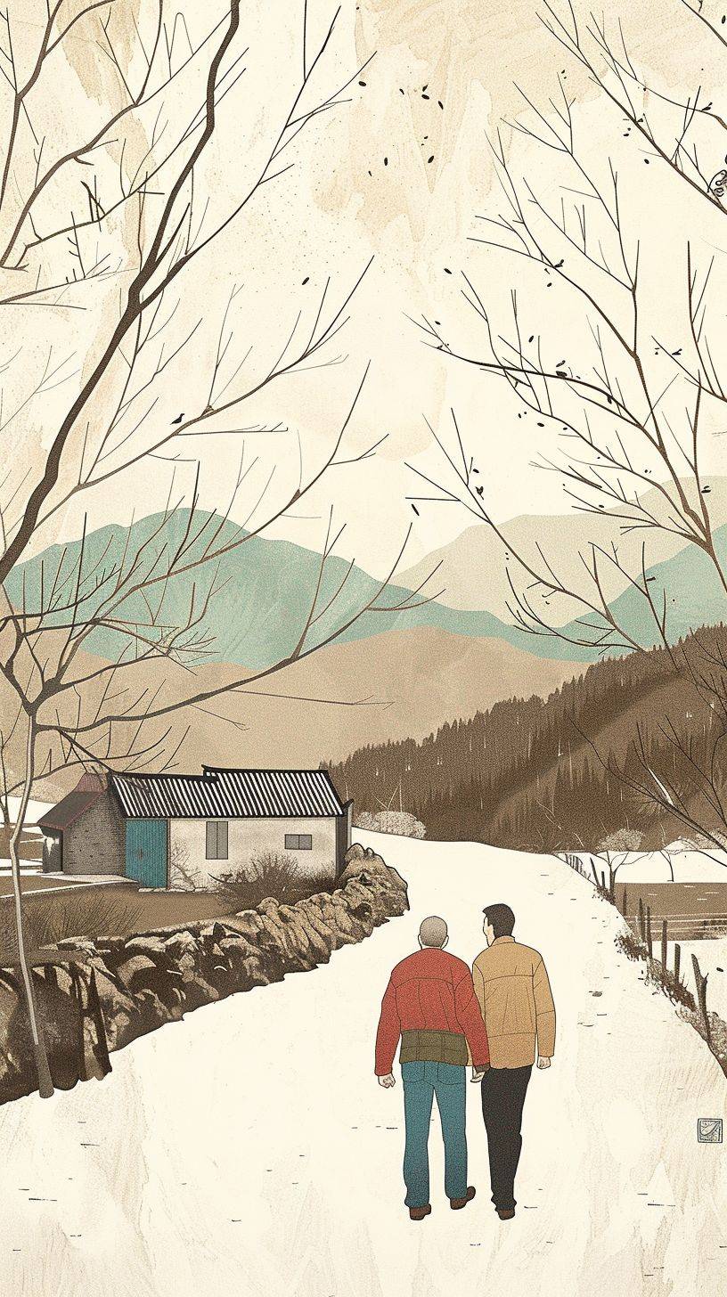 Two Chinese men holding hands in a Chinese farm by Alessandro Gottardo