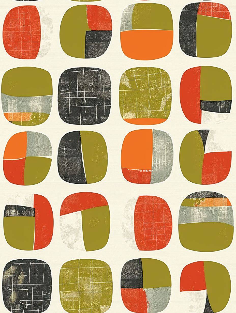 Mid century modern pattern, spring colors
