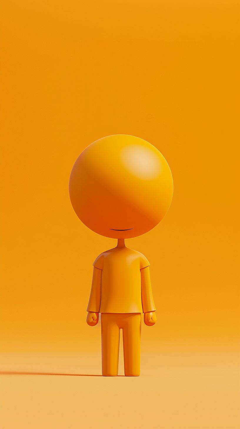 オレンジ色の3Dキャラクターコンセプトポスターの背景、キャラクターなし