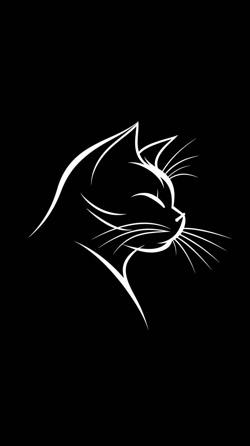 Minimalist white philosopher cat logo