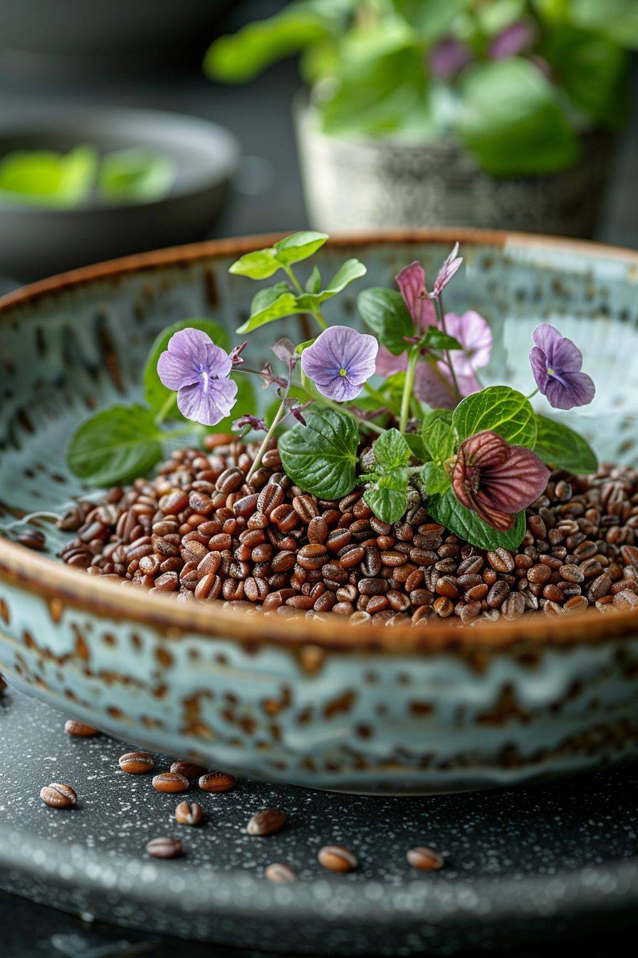 A plate with a few wheat, professional Michelin Star gourmet food photography, depth of field, Óscar Domínguez, Eric Deschamps, Jonathan Wolstenholme, intense, balanced and harmonious --style raw --AR 2:3 --stylize 750