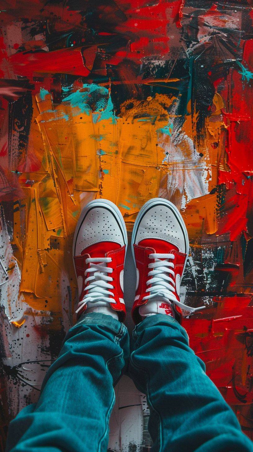 Trending fashion wallpaper, a pair of stylish sneakers, cap, abstract, vibrance, wallpaper, aesthetic, minimal, negative space
