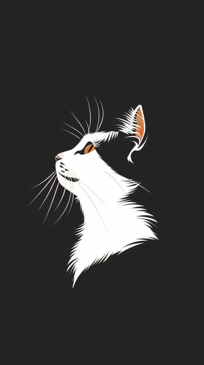 ミニマリストな白い哲学猫のロゴ