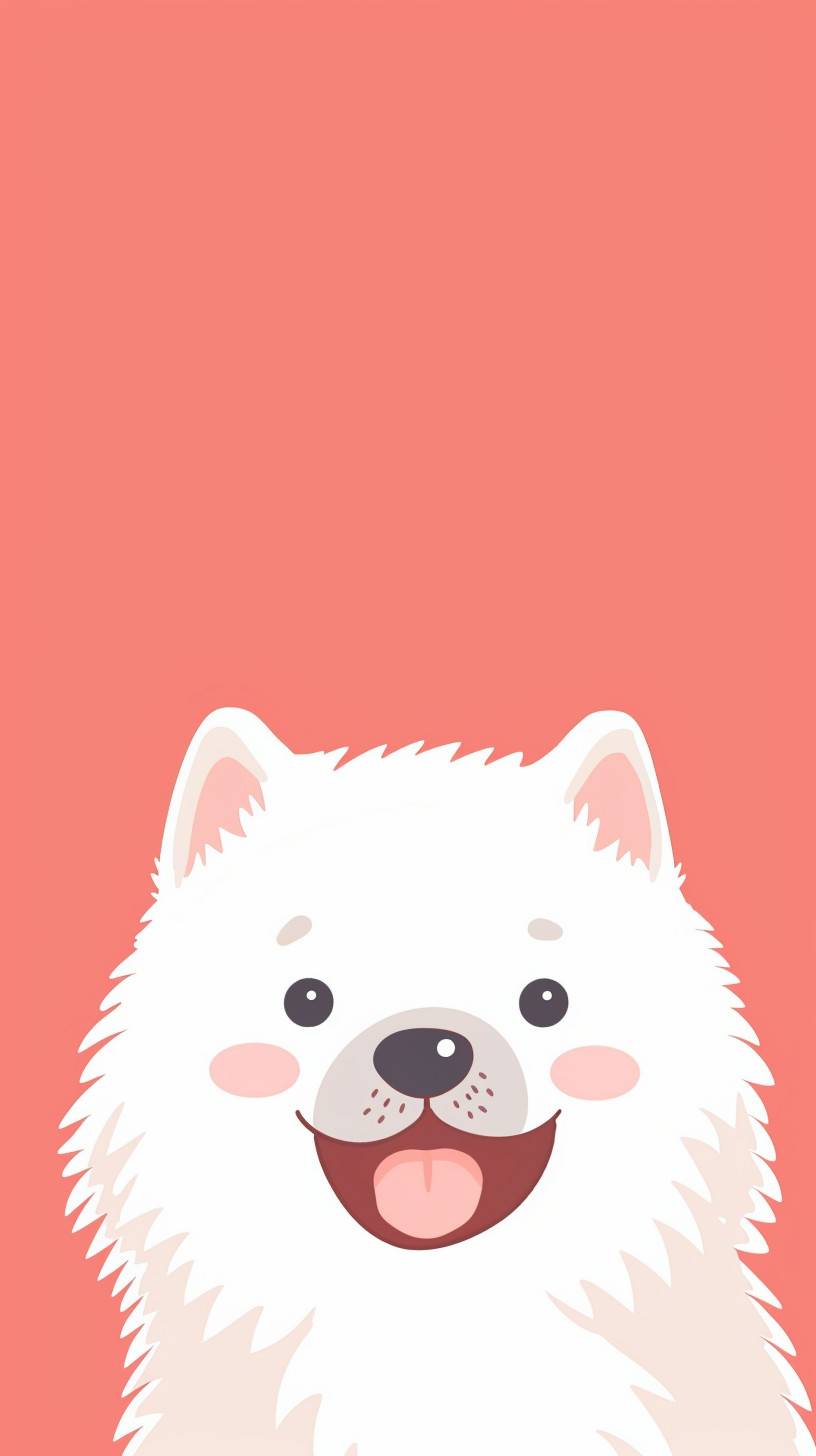 A cute Samoyed, simple cartoon illustration, clean light pastel color.