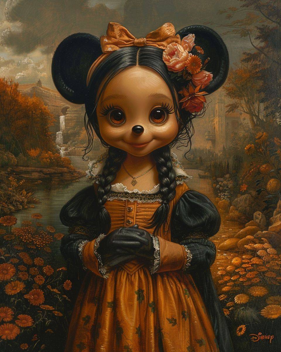 A painting of a Mona Lisa by Leonardo da Vinci, in the style of Disney characters --ar 4:5 --stylize 750