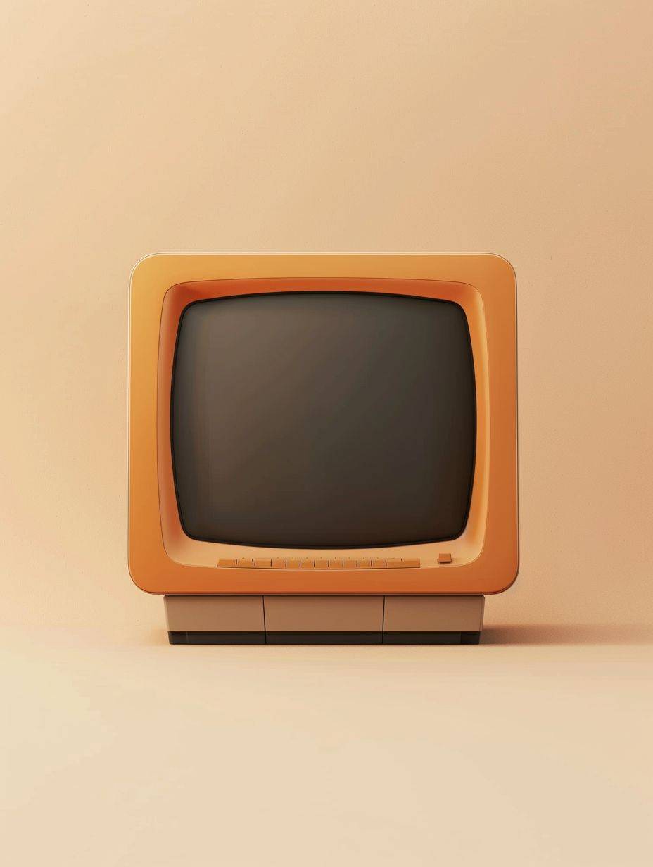 A minimalist retro personal computer, front-view, centered-composition, neutral background, Dieter Rams style, light-orange accent color, cinematic lighting, high-key product photography, stylized med, high variation mode, 4K resolution --aspect ratio 3:4