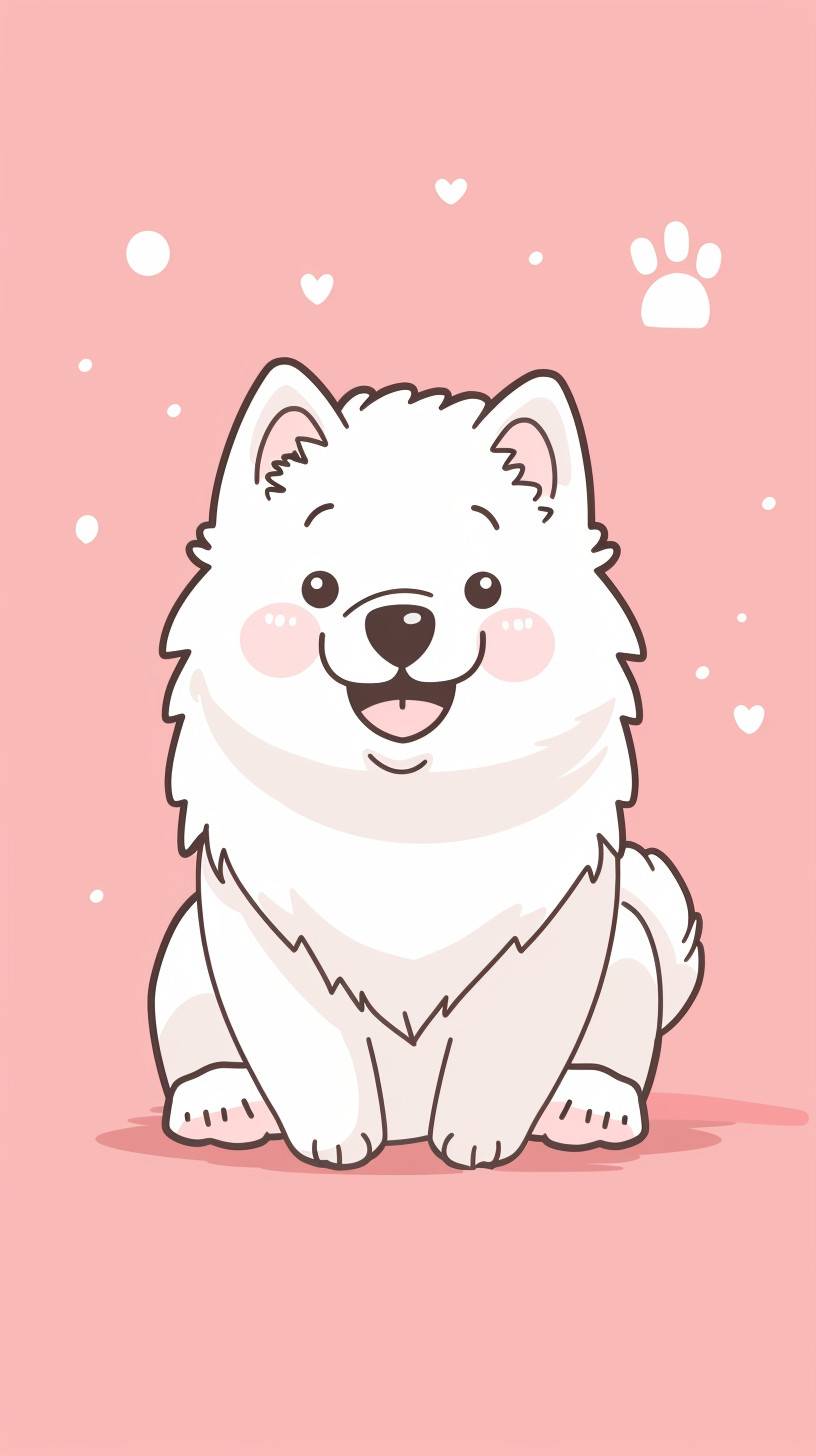A cute Samoyed, simple cartoon illustration, clean light pastel color.