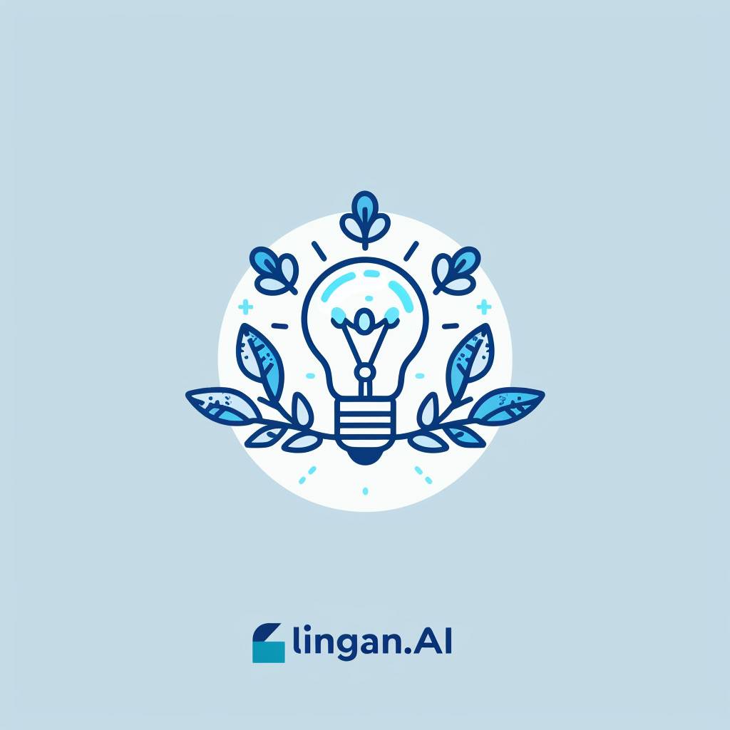 Design a logo for 'linggan.AI,' a language learning center where individuals can rent spaces to teach languages to eager learners. The logo should prominently feature a light bulb as the central motif, symbolizing creativity, illumination, and the spark of learning. Incorporate playful elements to evoke a welcoming and enjoyable learning environment. Utilize shades of blue and light blue to reflect professionalism, trustworthiness, and tranquility. Ensure the design is versatile and scalable for various applications, including signage, digital platforms, and promotional materials. Strive for a balance between simplicity and visual appeal to make the logo memorable and easily recognizable.