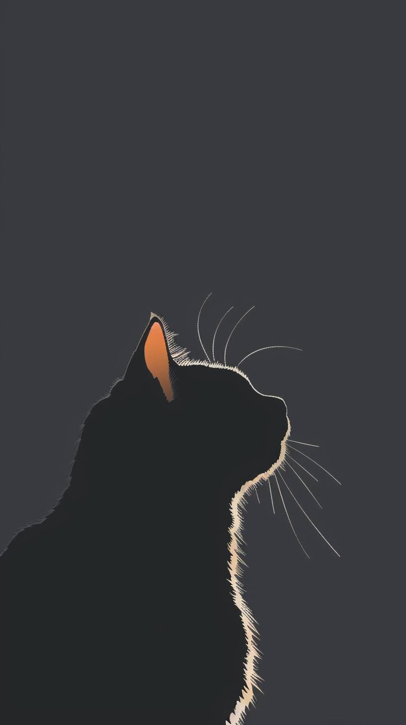 Minimalistic cat iPhone wallpaper, highly detailed, 8k