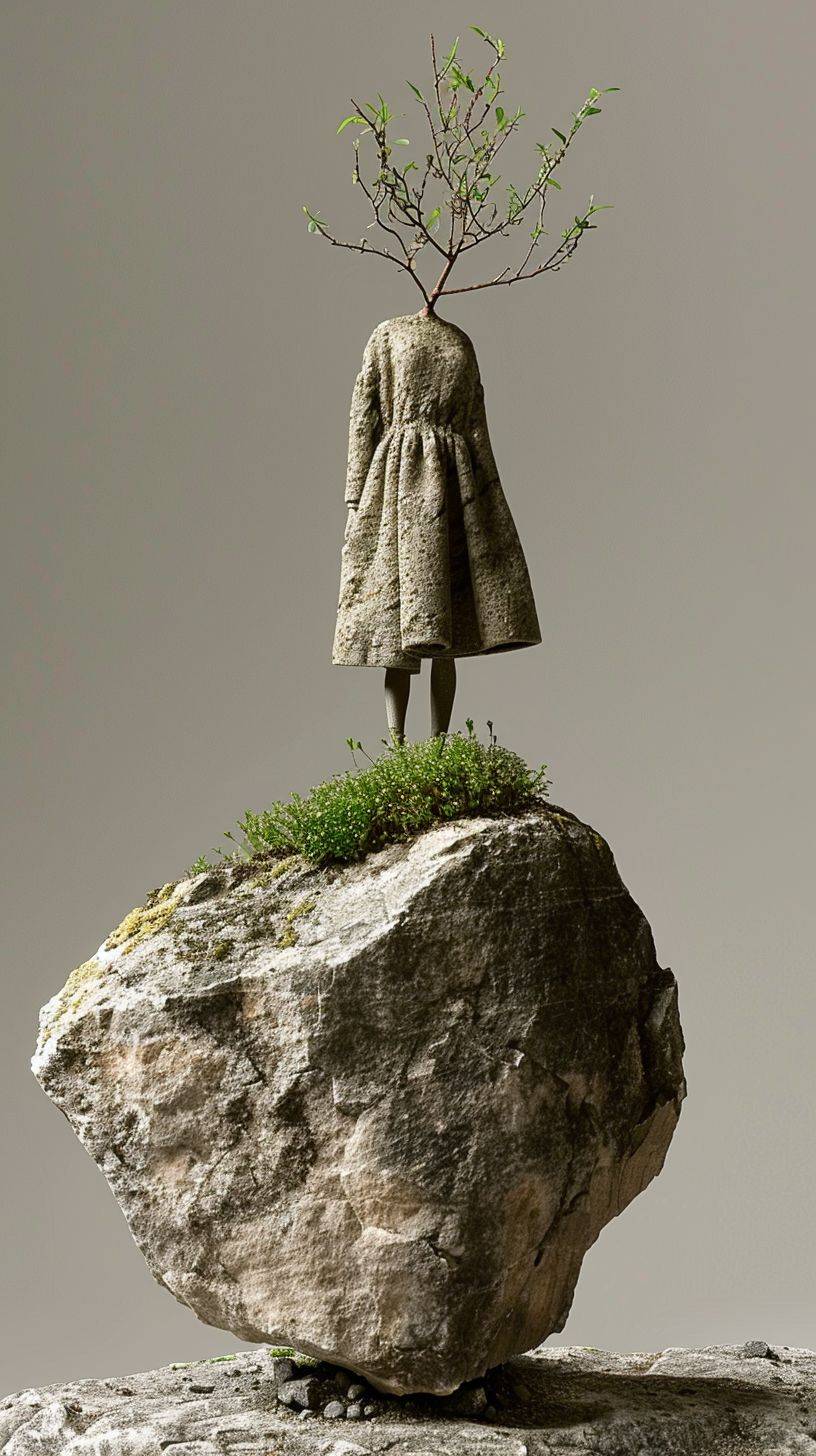 A stone wearing skirts in a minimalist style