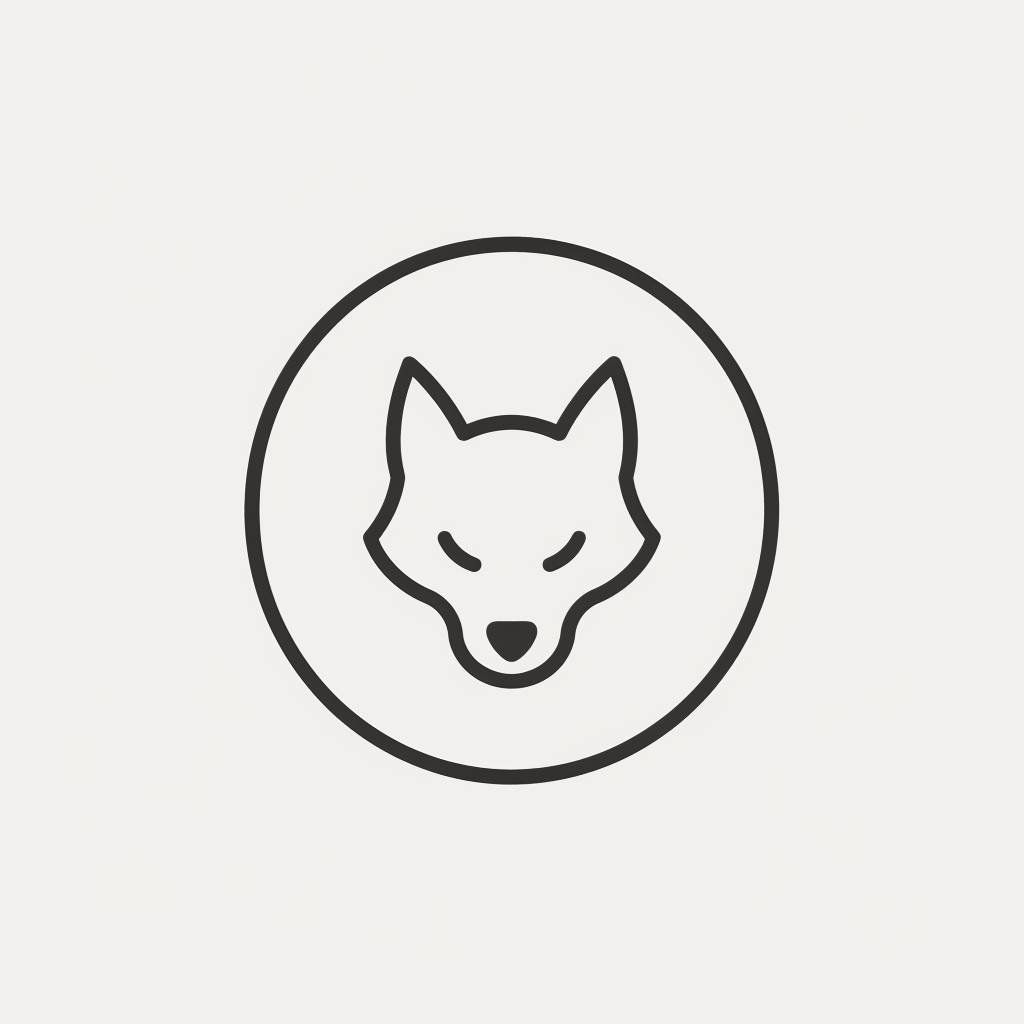 A clean and abstract circular logo, subtly hinting at a Shiba Inu through abstract shapes and smooth lines within a white circle. Minimalist and modern, no shadows or detailed guidelines. Created Using: geometric abstraction, digital minimalism, monochromatic design, subtle hints of animal form, pure background, visual elegance, crisp outlines
