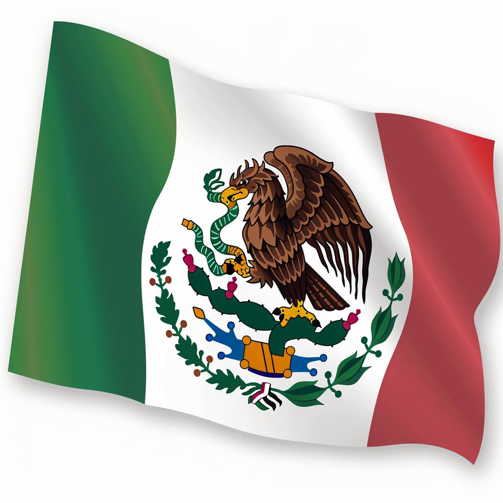 [Mexican flag sticker in the shape of Mexico, white background]::7 [detailed matte finish, hyper realistic logo]::3