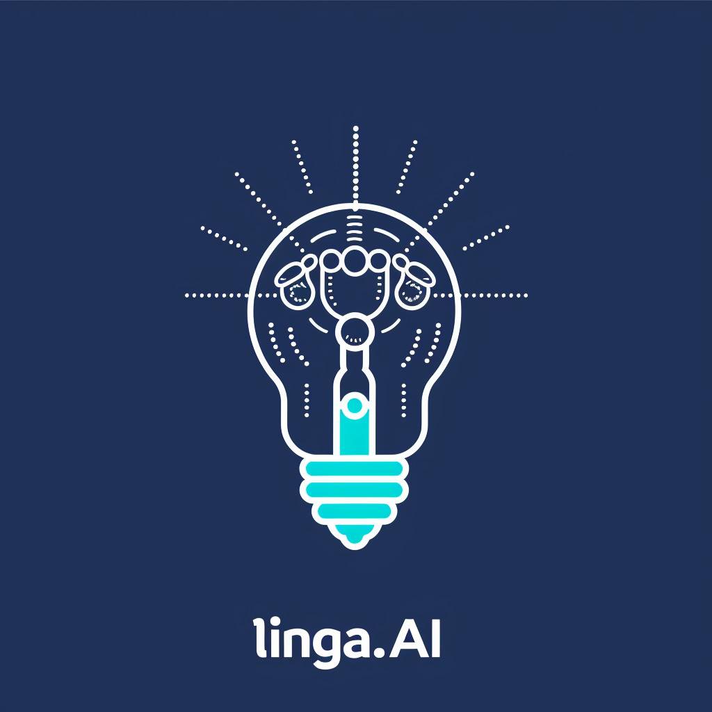 Design a logo for 'linggan.AI,' a language learning center where individuals can rent spaces to teach languages to eager learners. The logo should prominently feature a light bulb as the central motif, symbolizing creativity, illumination, and the spark of learning. Incorporate playful elements to evoke a welcoming and enjoyable learning environment. Utilize shades of blue and light blue to reflect professionalism, trustworthiness, and tranquility. Ensure the design is versatile and scalable for various applications, including signage, digital platforms, and promotional materials. Strive for a balance between simplicity and visual appeal to make the logo memorable and easily recognizable.